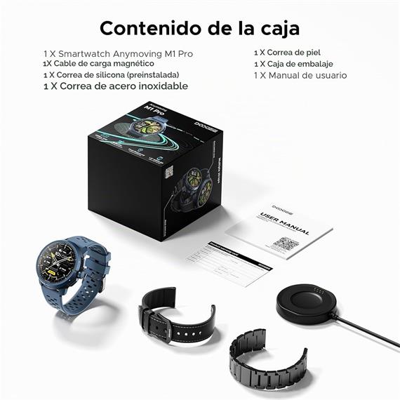 Doogee Anymoving M1 Pro Azul 1,5" AMOLED GPS Dual Bluetooth +170 deportes