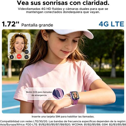 Doogee Anyscene S3 KIDS 4G Rosa 1,72" GPS Llamadas IP68 para niños