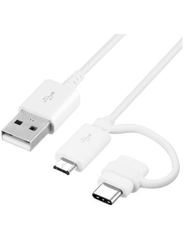 SAMSUNG CABLE 2-1 MICRO-USB+USB-C BLANCO BULK (EP-DG930)