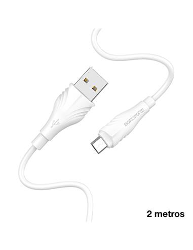 BOROFONE BX18 Cable USB a Micro USB 2 Metros Blanco