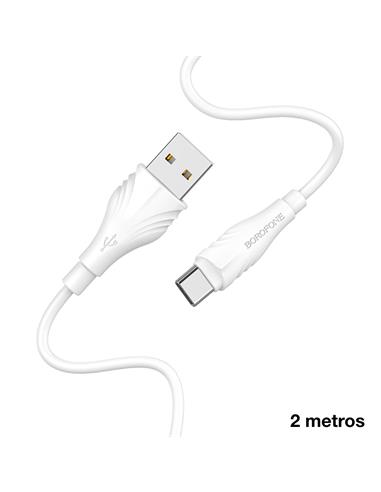 BOROFONE BX18 Cable USB a USB-C 2 Metros blanco