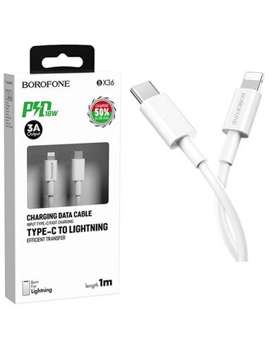 BOROFONE BX36 CABLE UNIÓN 18W WHITE (USB-C - LIGHTNING)