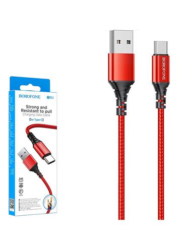 Cable USB a USB-C 1 m 2.4Amp Borofone BX54 Ultra Bright Rojo