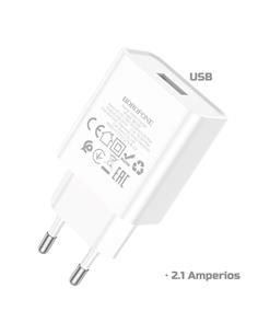 Cargador USB 2.1Amp Borofone BA74A Blanco