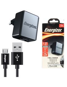 Cargador USB 1Amp + Cable USB a MICRO ENERGIZER ACA1AEUCMC3